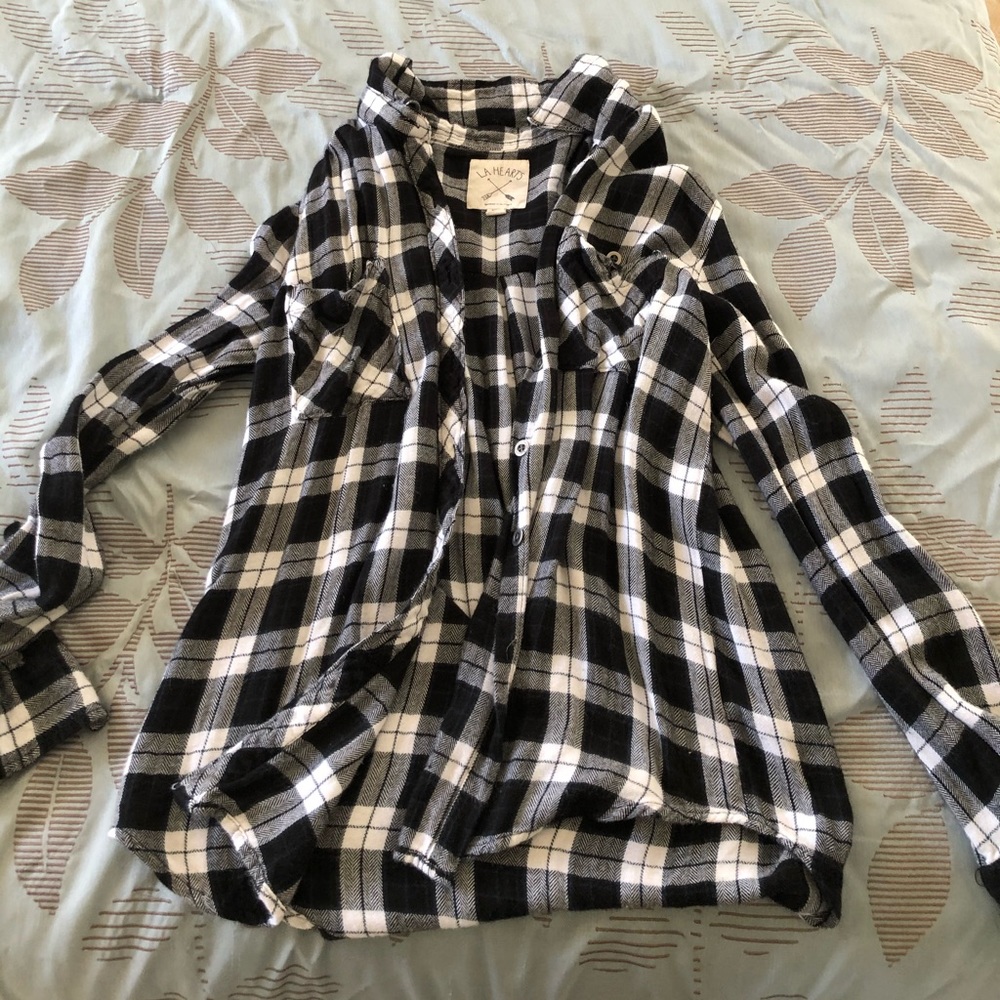 LA Hearts Button Down Flannel